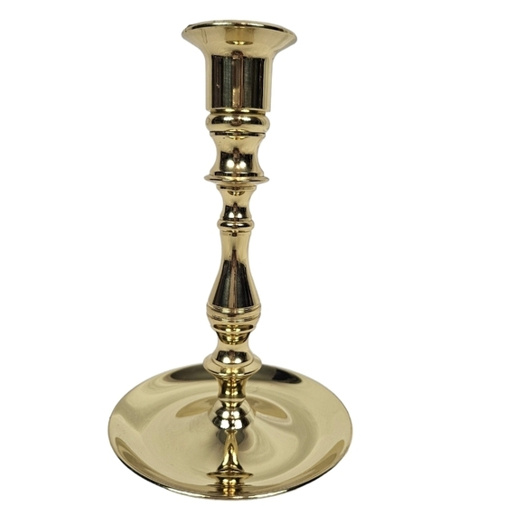 Vintage Baldwin Set of Cast Brass Saucer Base Candle Stick Holders 6.5" Tall G50 - Picture 5 of 8